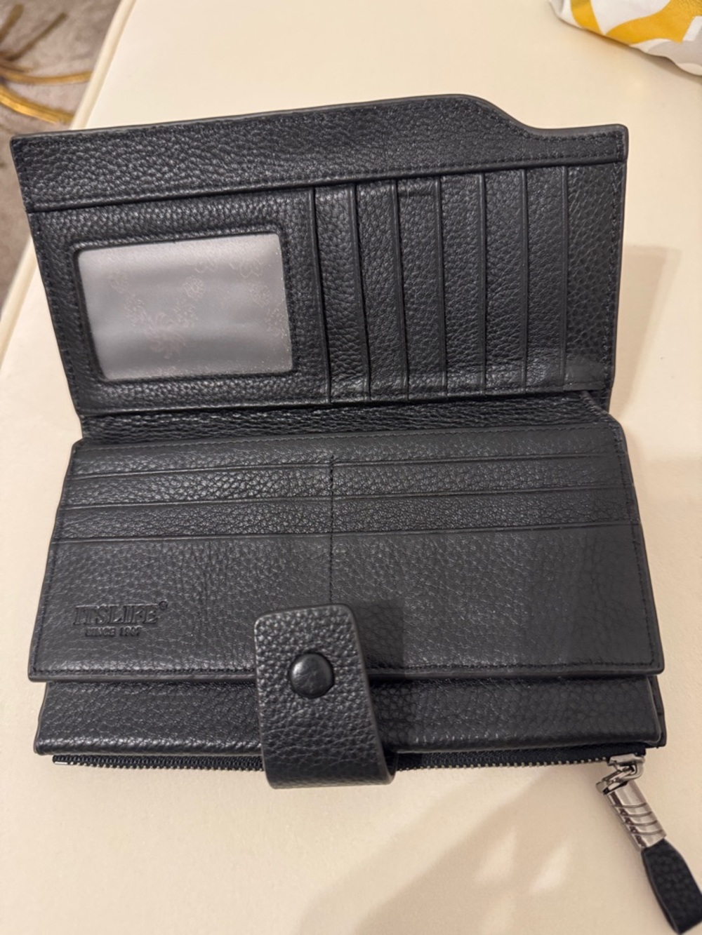 It’s life Black Leather Long Wallet with Card Slots